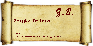 Zatyko Britta névjegykártya